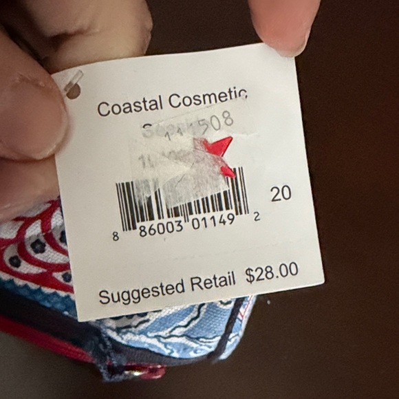 Vera Bradley Red and Blue Paisley cosmetic Pouch - Seaside Collection - Picture 3 of 5